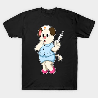 Dog as Nurse with Syringe T-Shirt